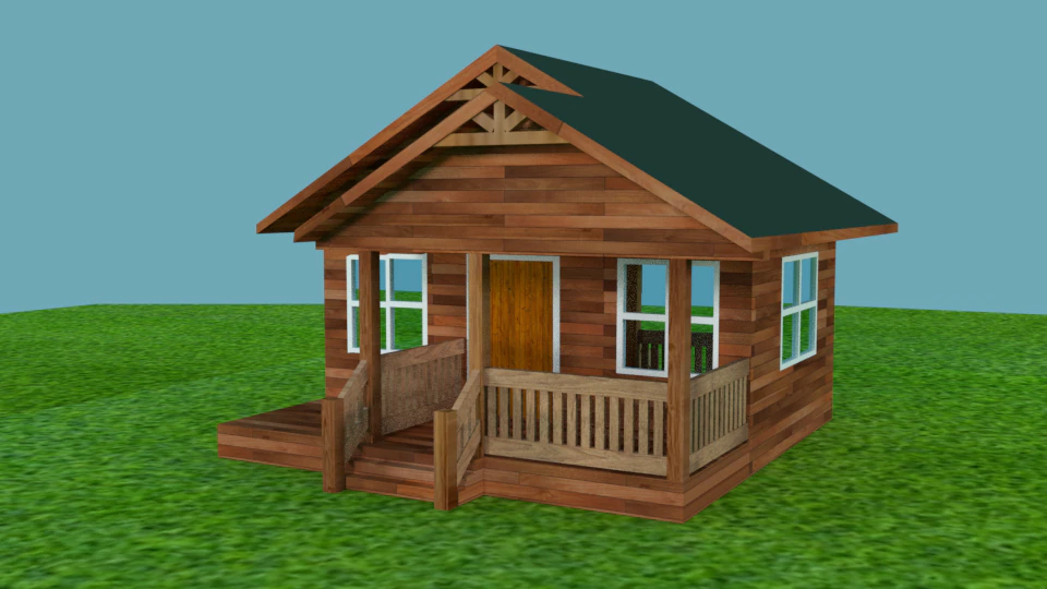 Fine wood cabin 3D Model .c4d .max .obj .3ds .fbx .stl .blend