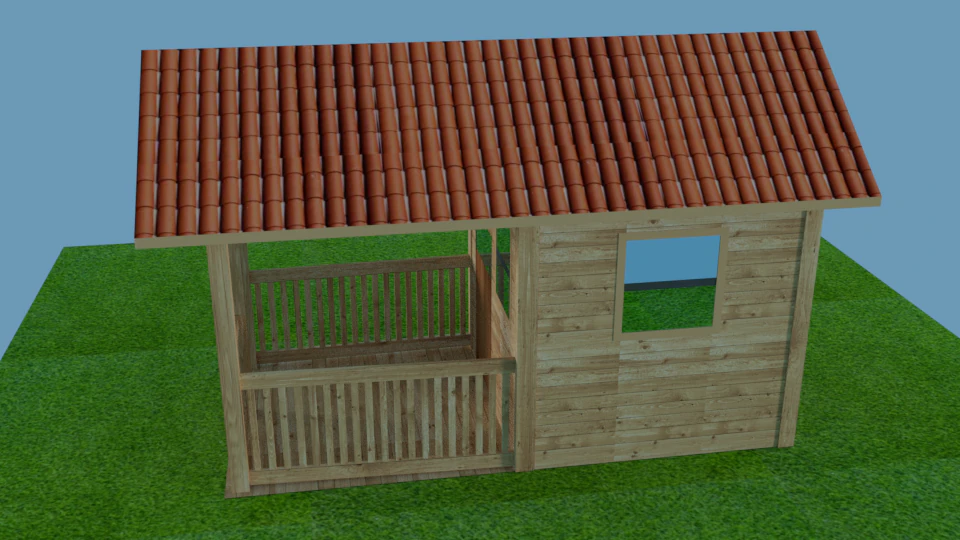 Simple log cabin 3D Model .c4d .max .obj .3ds .fbx .stl .blend 