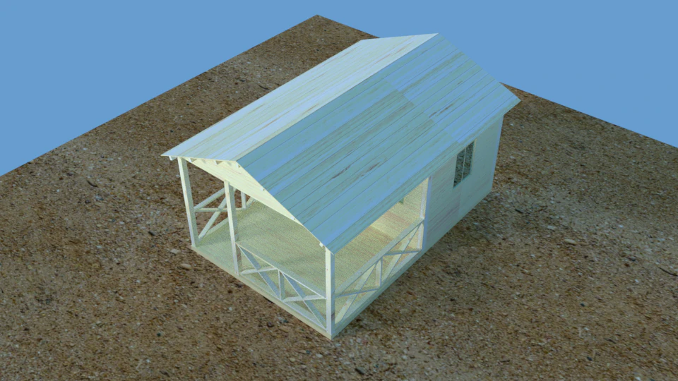 Simple log cabin 3D Model .c4d .max .obj .3ds .fbx .stl .blend 