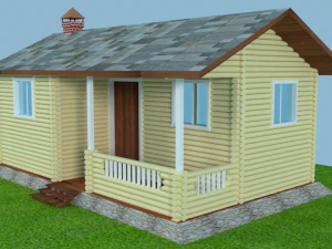 Round wooden house 3D Model