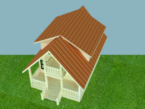 Two story log cabin 3D Model