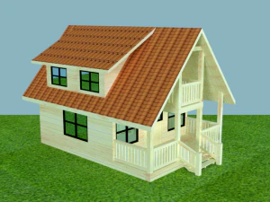 Two story log cabin 3D Model