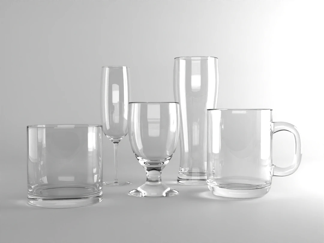 Glass Collection Set I - 3 LODs 3D Model .c4d .max .obj .3ds .fbx .stl .blend 