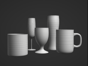 Glass Collection Set I - 3 LODs Modèle 3D