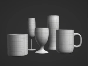Glass Collection Set I - 3 LODs 3D Model