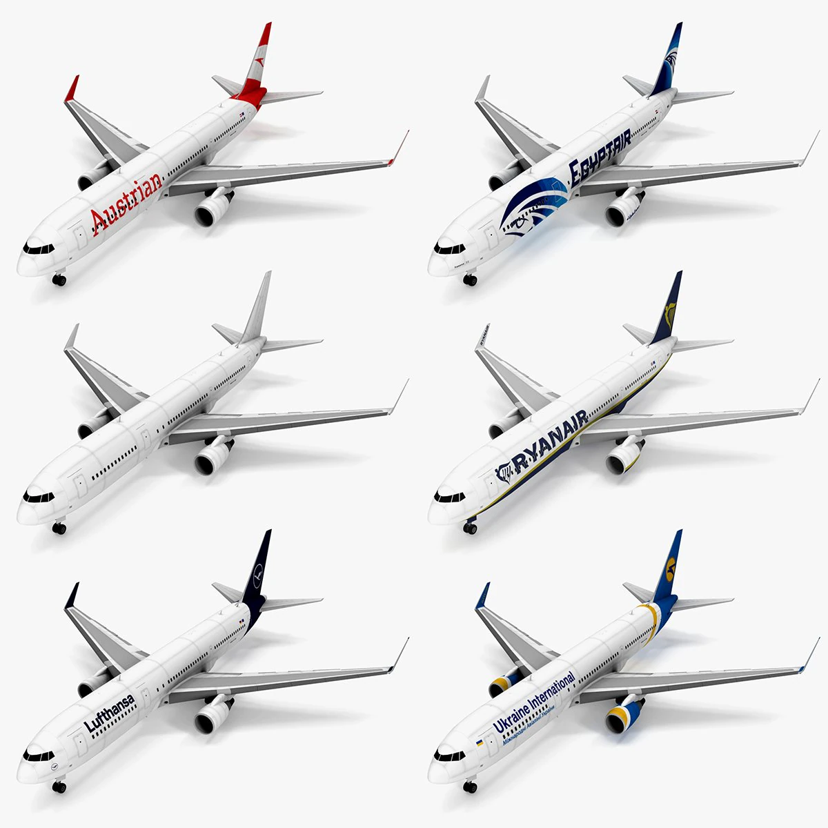 Boeing 767-300ER Airlines Set 3D Model .c4d .max .obj .3ds .fbx .stl .blend 