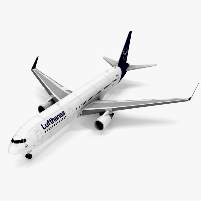 Boeing 767-300ER Lufthansa Airlines 3D Model .c4d .max .obj .3ds .fbx .stl .blend 