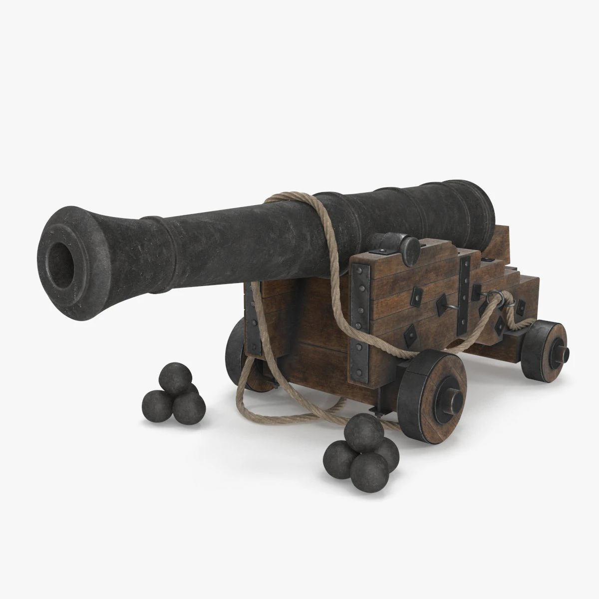 Medieval Cannon 3D Model .c4d .max .obj .3ds .fbx .stl .blend 