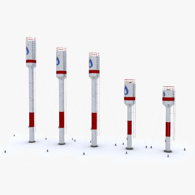 Water towers 3D-Modell .c4d .max .obj .3ds .fbx .stl .blend 
