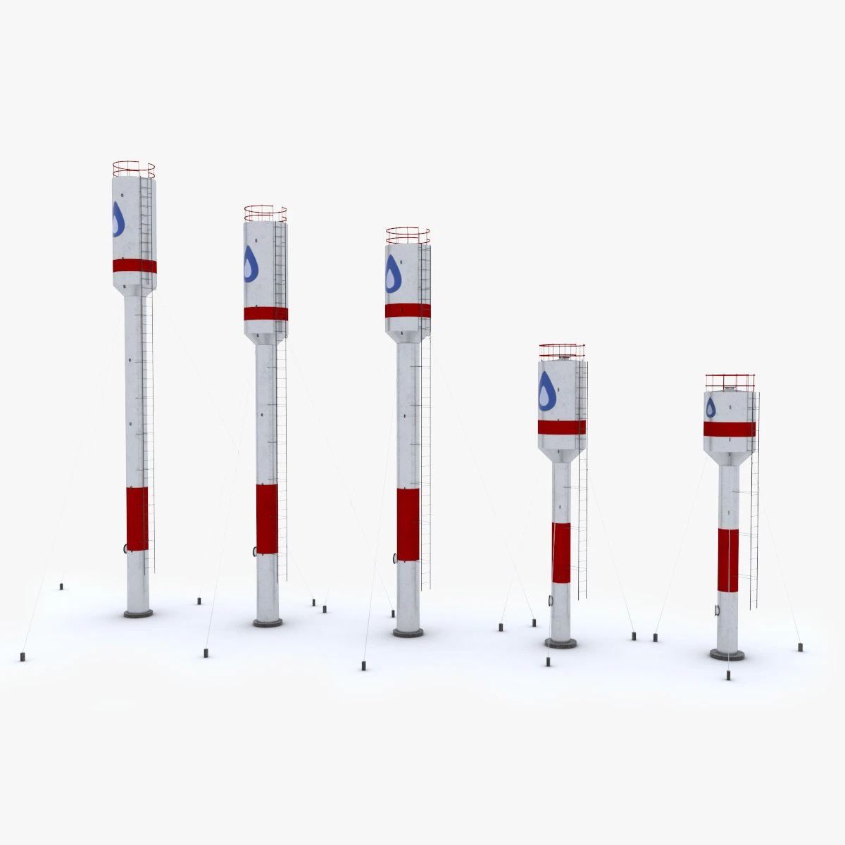 Water towers 3D Model .c4d .max .obj .3ds .fbx .stl .blend 
