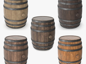 Wooden barrels set 3D 모델