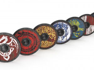 Wooden Viking Shields Modelo 3D