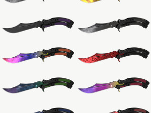 Butterfly Knifes Set 3D Model