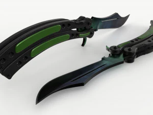 Butterfly Knifes Set 3D Model
