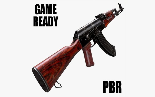 AKM Rifle - PBR Game Ready 3D Model .c4d .max .obj .3ds .fbx .stl .blend 