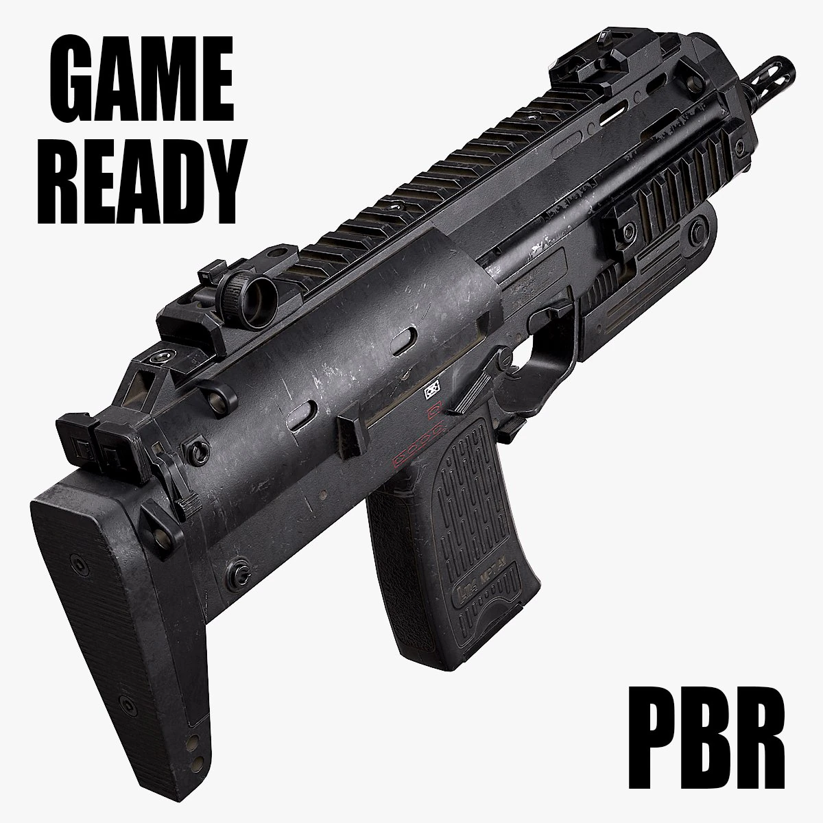 Heckler Koch MP7 A1 3D Model .c4d .max .obj .3ds .fbx .stl .blend 