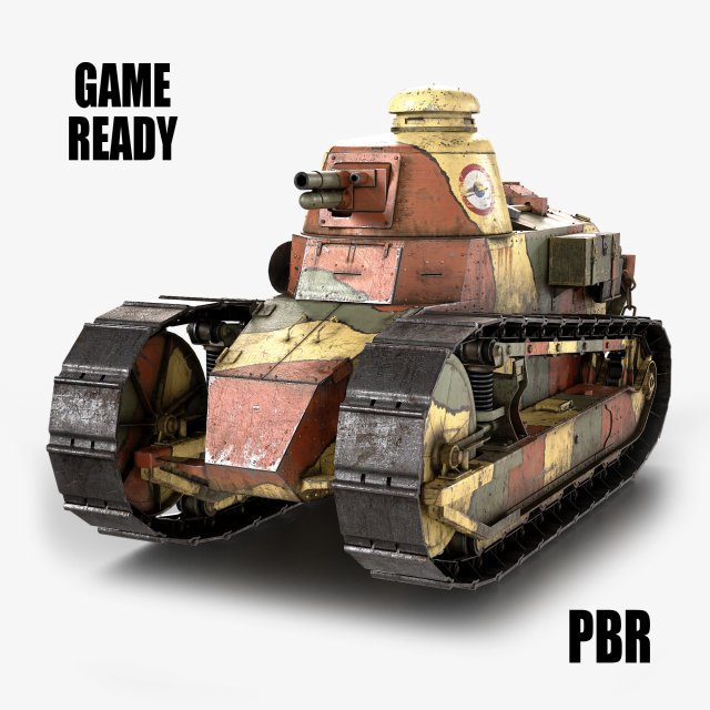 Renault FT17 Light Tank Modello 3D .c4d .max .obj .3ds .fbx .stl .blend 