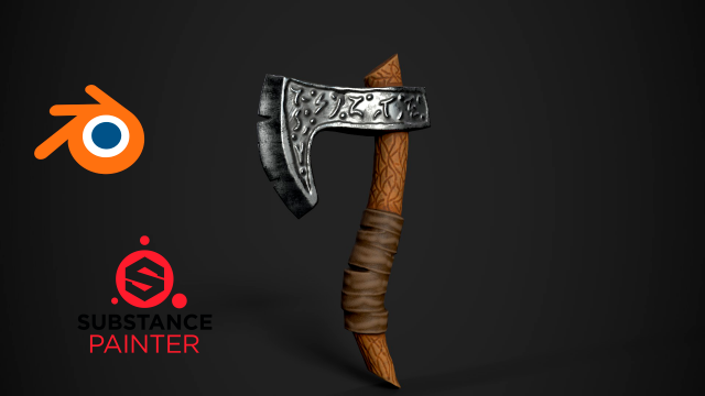Axe Viking 3D Model .c4d .max .obj .3ds .fbx .stl .blend 