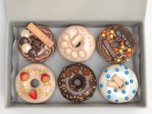 Box of donuts 3D Model