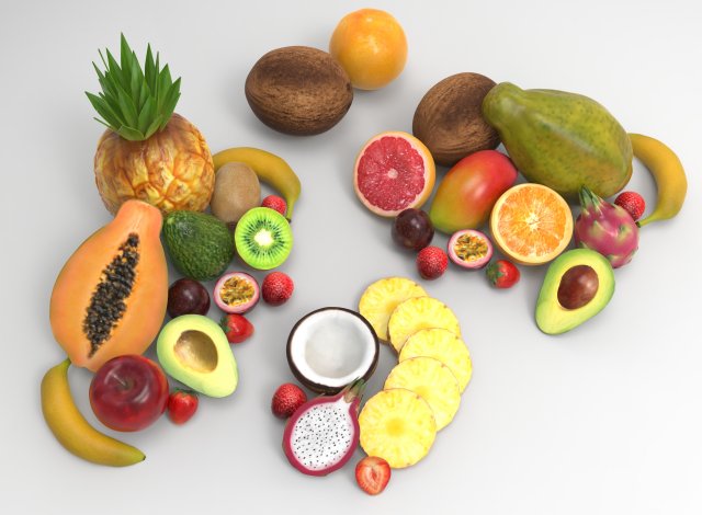 Fruit Set Modèle 3D .c4d .max .obj .3ds .fbx .stl .blend 