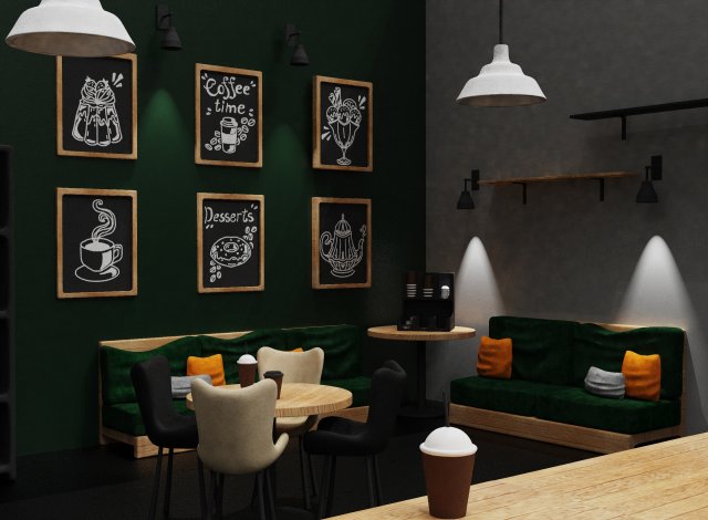 Bakery - Coffee house Model 3D .c4d .max .obj .3ds .fbx .stl .blend 