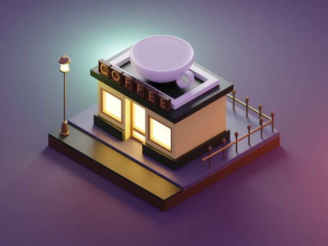 Coffee Shop Modèle 3D .c4d .max .obj .3ds .fbx .stl .blend 