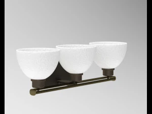 조각된 유리 전등갓이 있는 가벼운 앤티크 청동 베니티 조명 3개 3D 모델