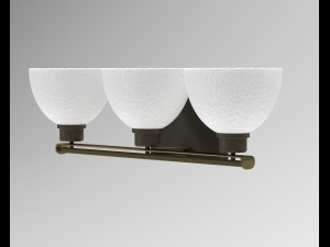 3 Light Antique Bronze Veanity Light with Sculpted Glass Shades 3D Model