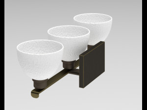3 Light Antique Bronze Veanity Light with Sculpted Glass Shades 3D Model