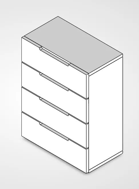 4-Drawer Chest 3D Model .c4d .max .obj .3ds .fbx .stl .blend