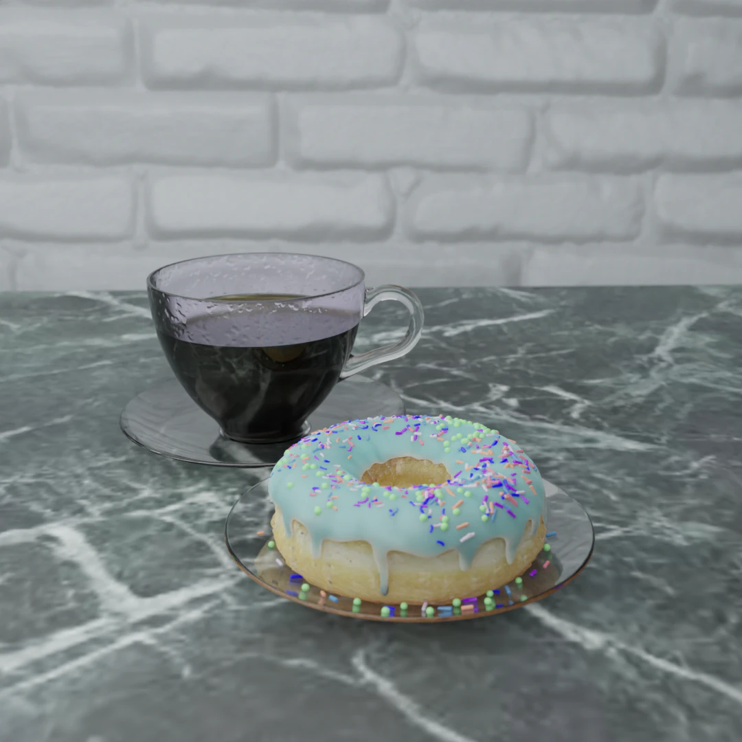 Donut and coffee 3D Model .c4d .max .obj .3ds .fbx .stl .blend