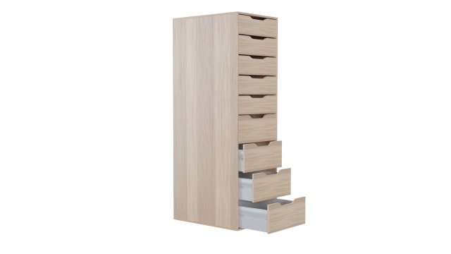 Alex Section with 9 drawers white 36x116 cm 3D Model .c4d .max .obj .3ds .fbx .stl .blend 