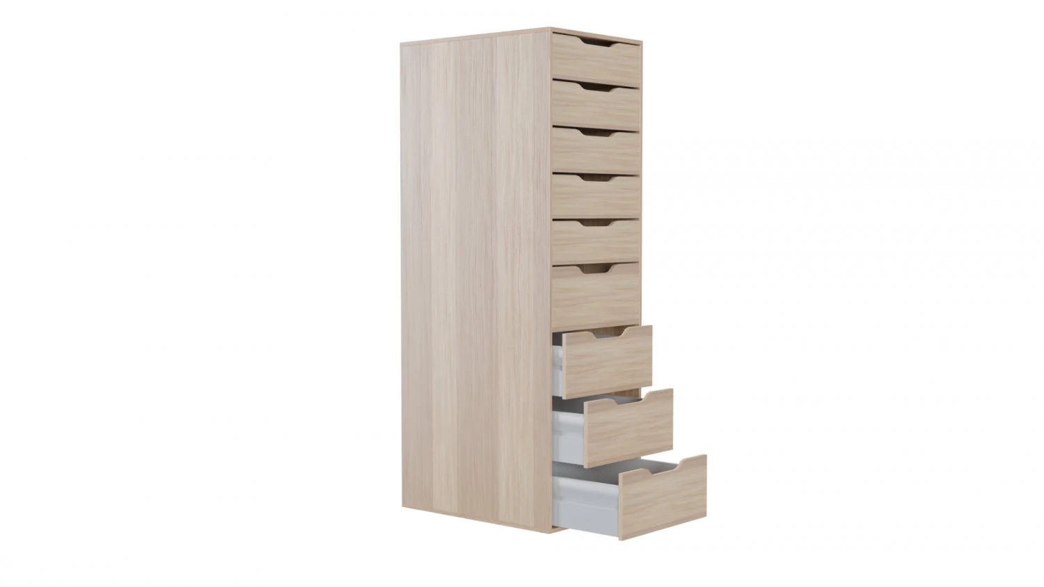 Alex Section with 9 drawers white 36x116 cm 3D Model .c4d .max .obj .3ds .fbx .stl .blend 
