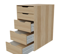 ALEX Cabinet with drawers white stain oak 36x70 cm 3D Model
