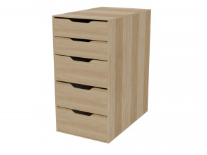 ALEX Cabinet with drawers white stain oak 36x70 cm 3D Model