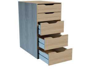 ALEX Cabinet with drawers white stain oak 36x70 cm 3D Model