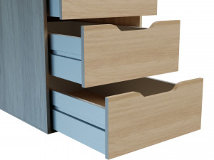 ALEX Cabinet with drawers white stain oak 36x70 cm 3D Model