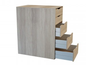 ALEX Cabinet with drawers white stain oak 36x70 cm 3D Model