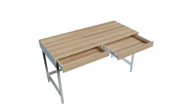 Desk 132x58 cm white stain oak 3Dモデル .c4d .max .obj .3ds .fbx .stl .blend 