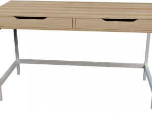 Desk 132x58 cm white stain oak 3Dモデル