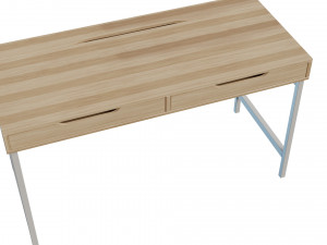 Desk 132x58 cm white stain oak 3Dモデル