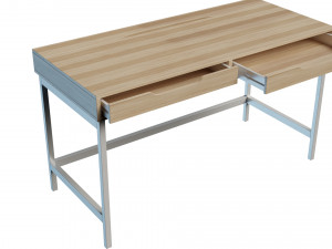 Desk 132x58 cm white stain oak 3Dモデル