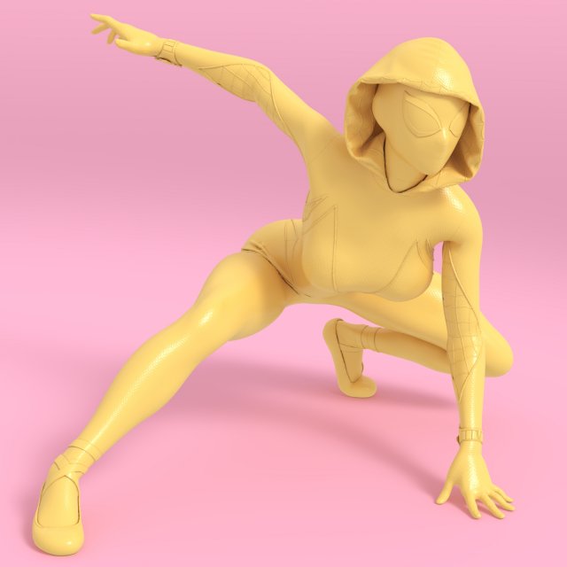 Spider Gwen Pose 2 3D-printmodel .c4d .max .obj .3ds .fbx .stl .blend 