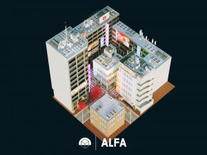 Japanese Styled Block Of building 3D Model