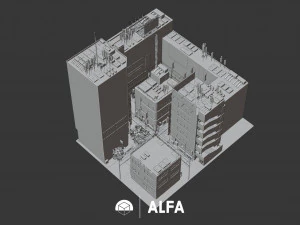 Japanese Styled Block Of building 3D Model