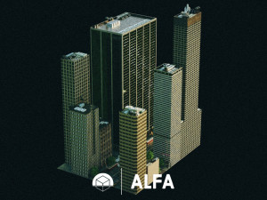 American Styled Block Of Buildings 3D Model