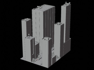 American Styled Block Of Buildings 3D Model