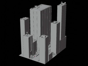 American Styled Block Of Buildings 3D Model