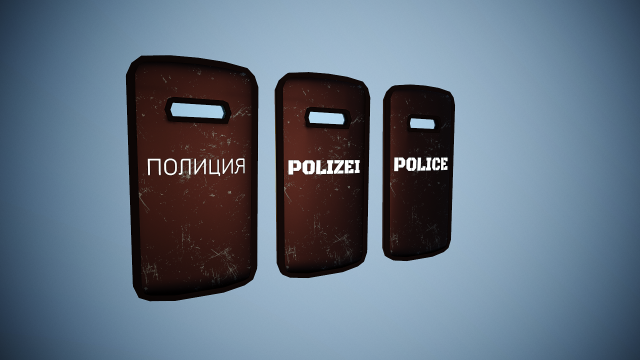 Low-poly police shield PACK 3D Model .c4d .max .obj .3ds .fbx .stl .blend 