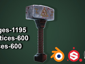 Valhalla hammer low poly Modelo 3D